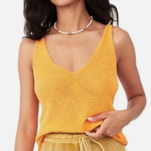 FREE PEOPLE WE THE FREE Boucle Sweater Tank Top in Mango Boho Beachy Sz XS NWT - Picture 1 of 14